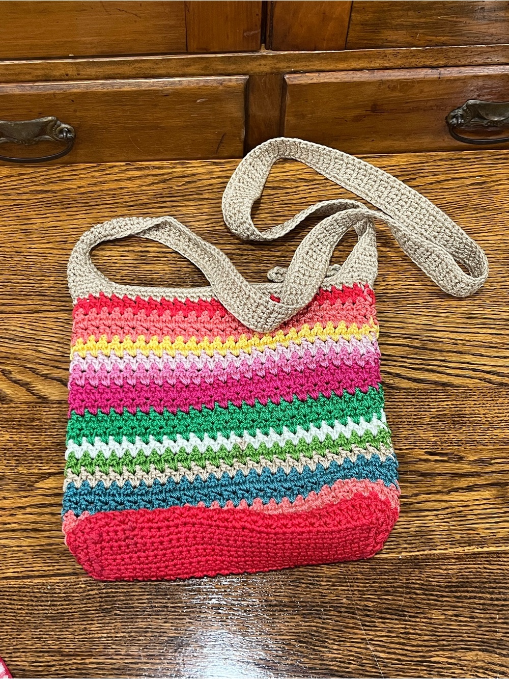 The Sak Colorful Crochet Striped Tote / Shoulder Bag - Colorful Indie Hippie